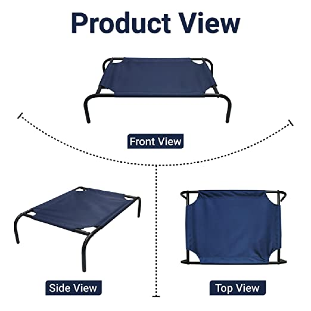 Hiputee Blue Canvas Elevated Bed for Pets