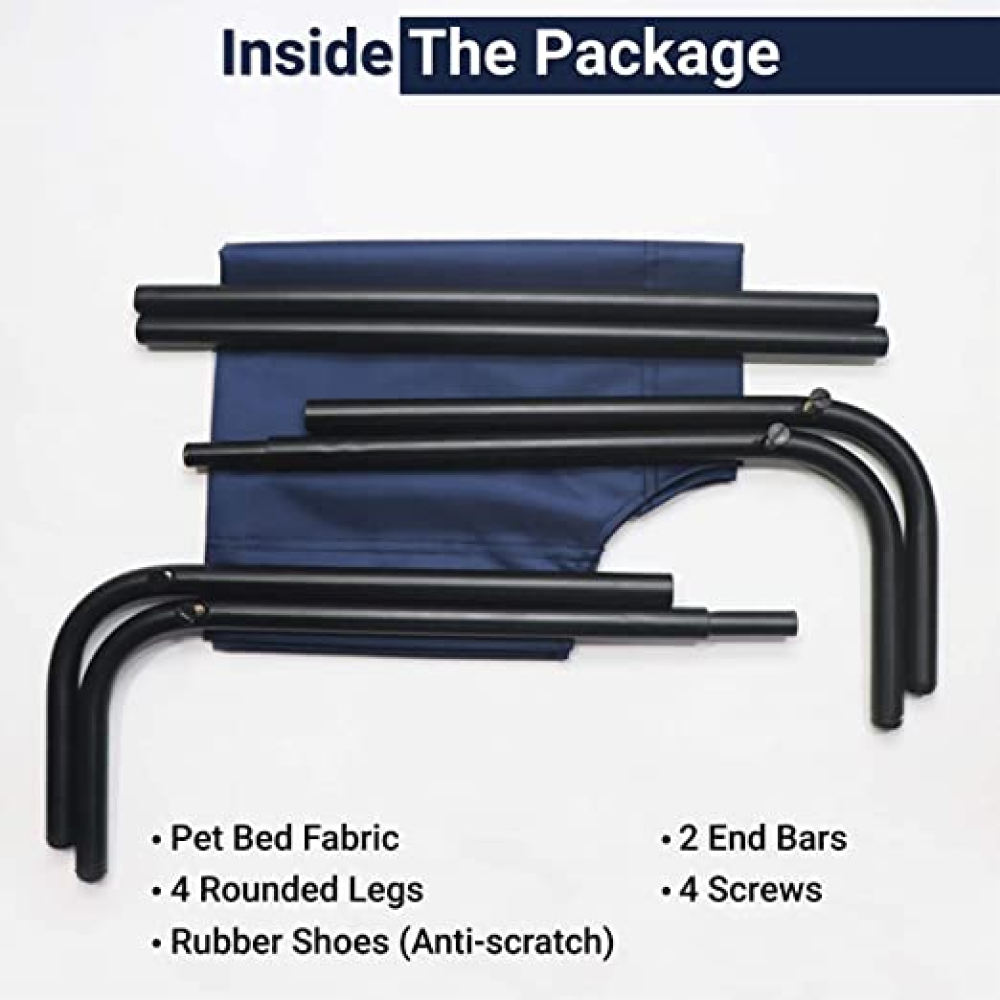 Hiputee Blue Canvas Elevated Bed for Pets