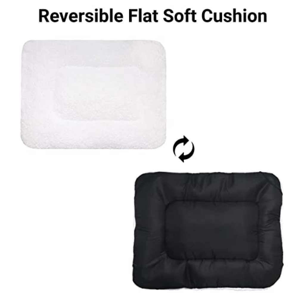 Hiputee Soft Fur Reversible Elevated Bed Cushion for Pets (White/Black)