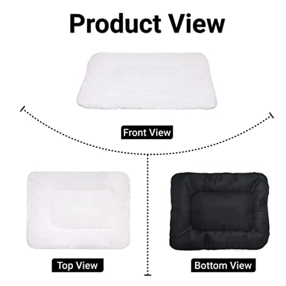 Hiputee Soft Fur Reversible Elevated Bed Cushion for Pets (White/Black)