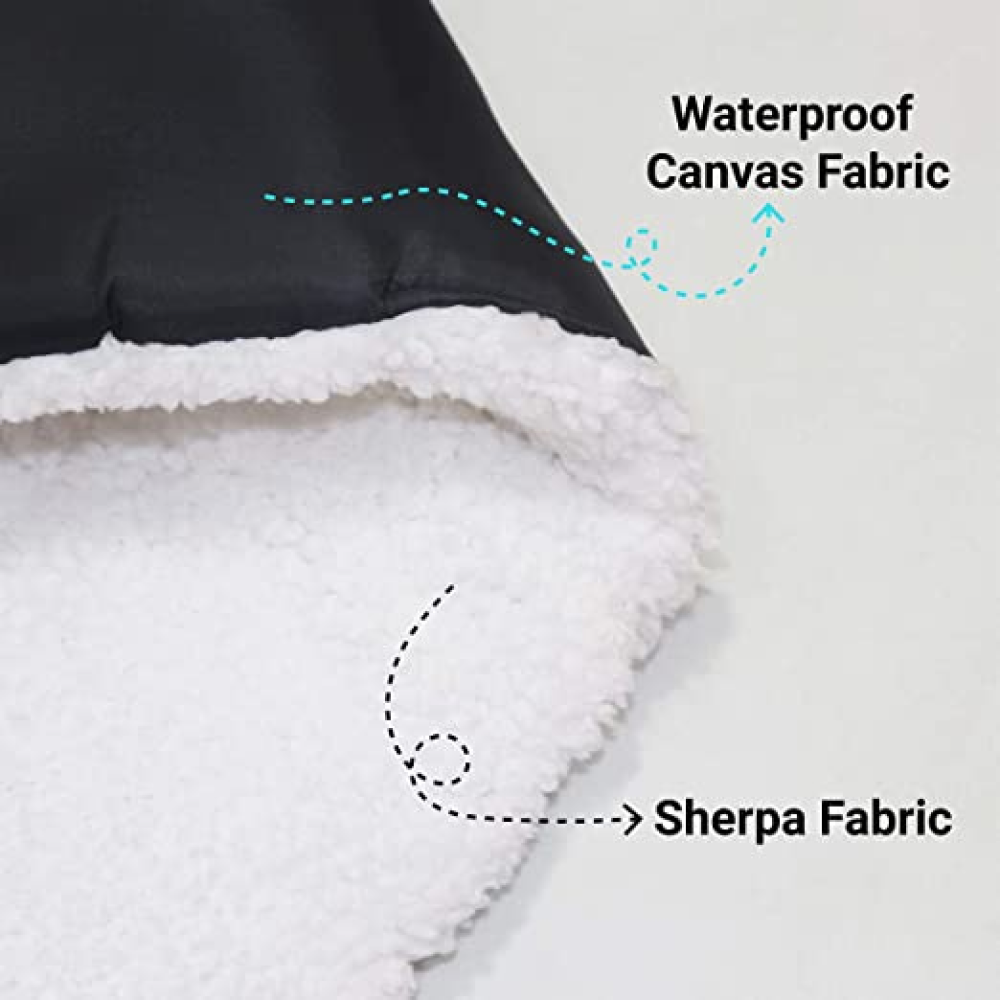 Hiputee Soft Fur Reversible Elevated Bed Cushion for Pets (Black/White-Buy 1 Get 1 Free)