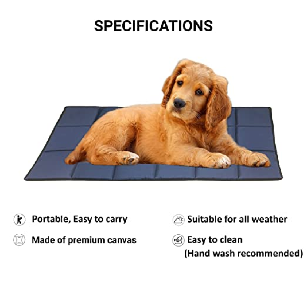 Hiputee Rectangular Shape Waterproof Polyester Fabric Flat Pad Bed (Blue)