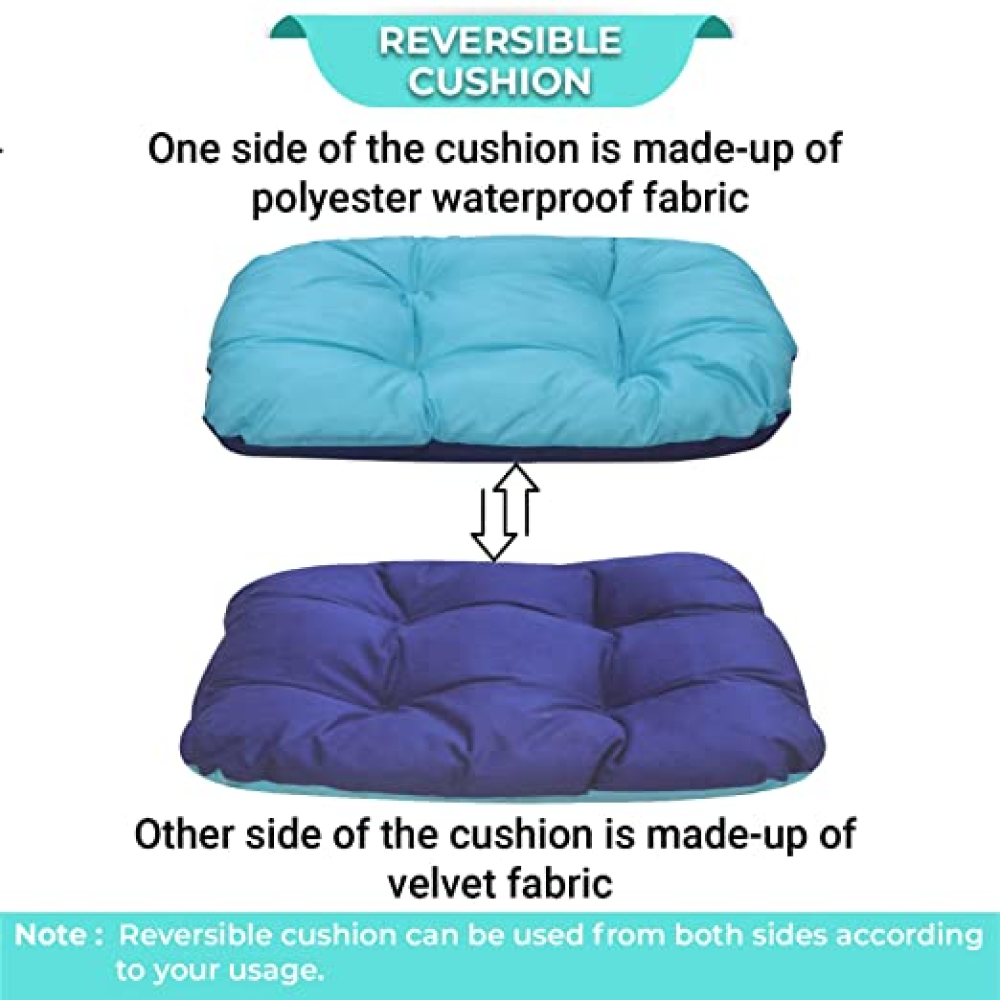 Hiputee Reversible Soft Bed Cushion for Pets (Blue)