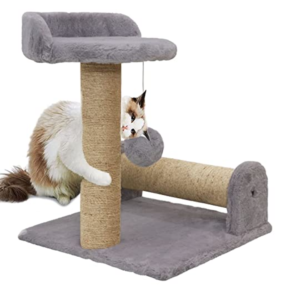 Hiputee Dual Scratching Post Cat Tree with Natural Sisal Rope for Kittens & Cats
