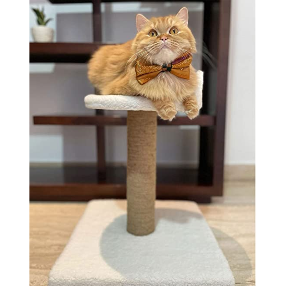 Hiputee Soft Fur Scratching Post with Sisal Rope Tree for Cats (White)