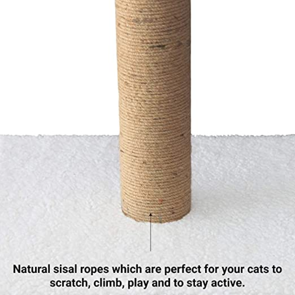 Hiputee Soft Fur Scratching Post with Sisal Rope Tree for Cats (White)