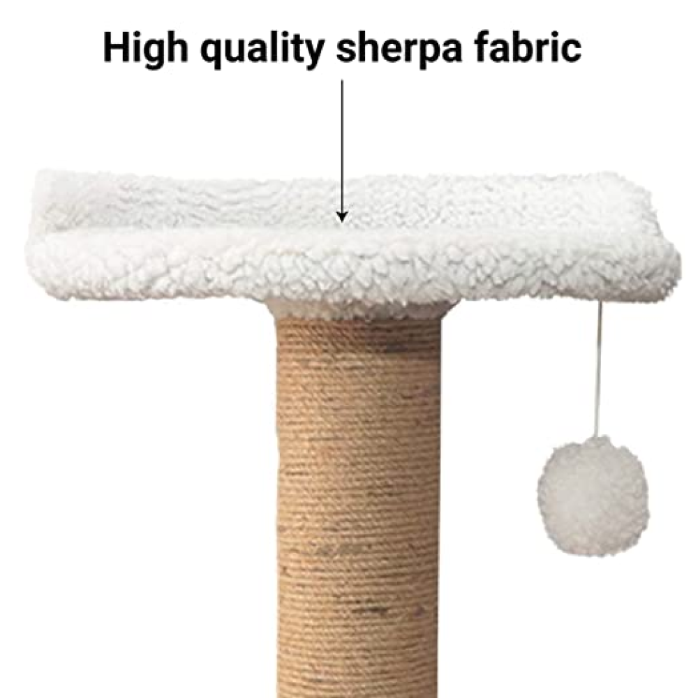 Hiputee Soft Fur Scratching Post with Sisal Rope Tree for Cats (White)