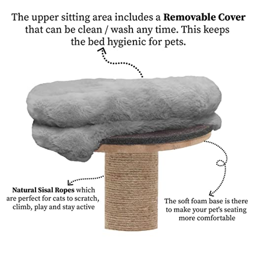 Hiputee Fur Activity Cat Tree Scratching Post with Natural Sisal Tower for Cats