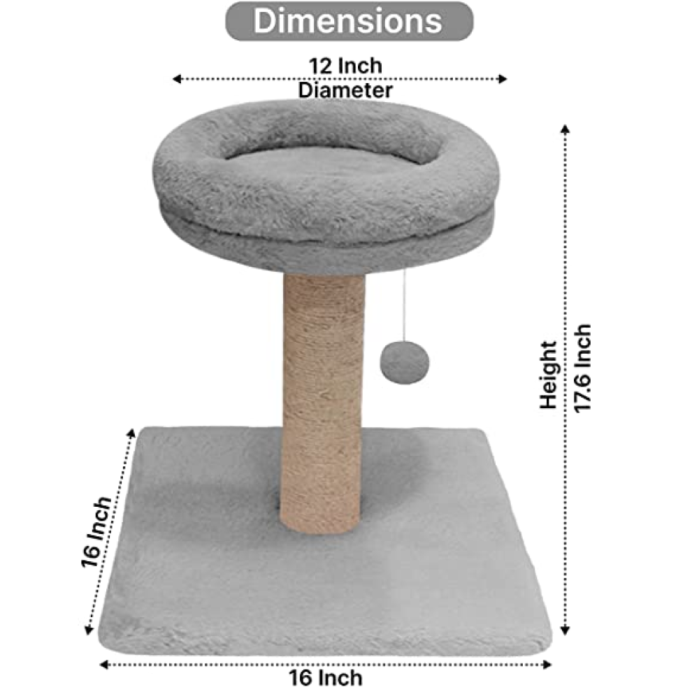 Hiputee Fur Activity Cat Tree Scratching Post with Natural Sisal Tower for Cats