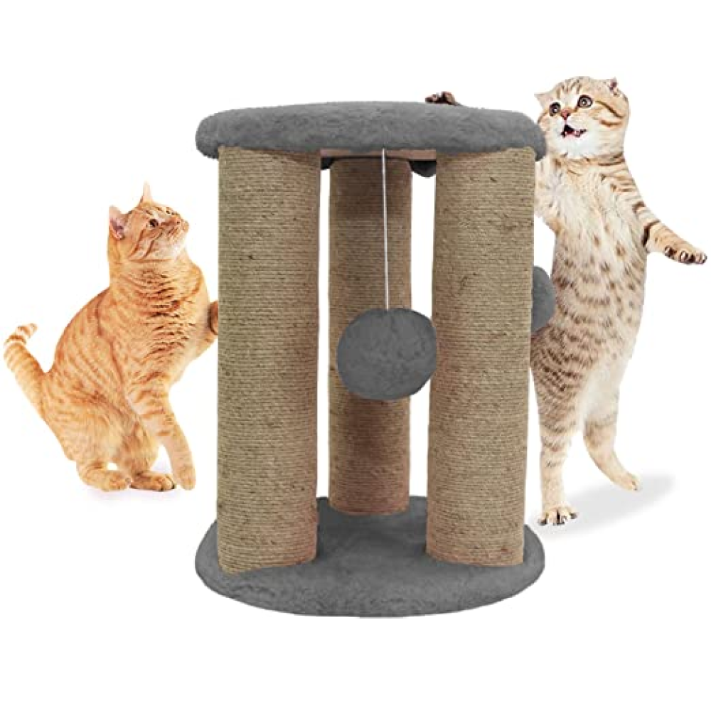 Hiputee Natural Sisal Rope Scratching Posts, Sitting Activity, Hanging Balls Playing Tree for Cats