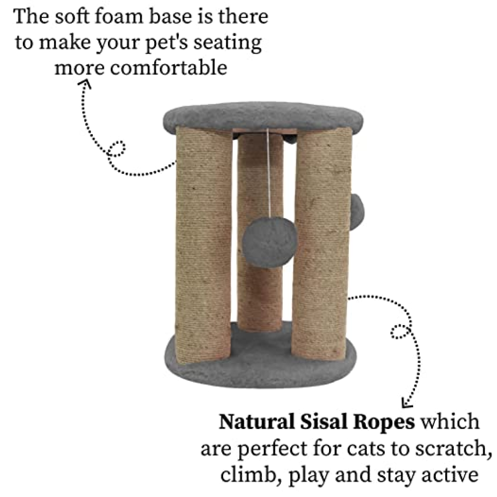 Hiputee Natural Sisal Rope Scratching Posts, Sitting Activity, Hanging Balls Playing Tree for Cats