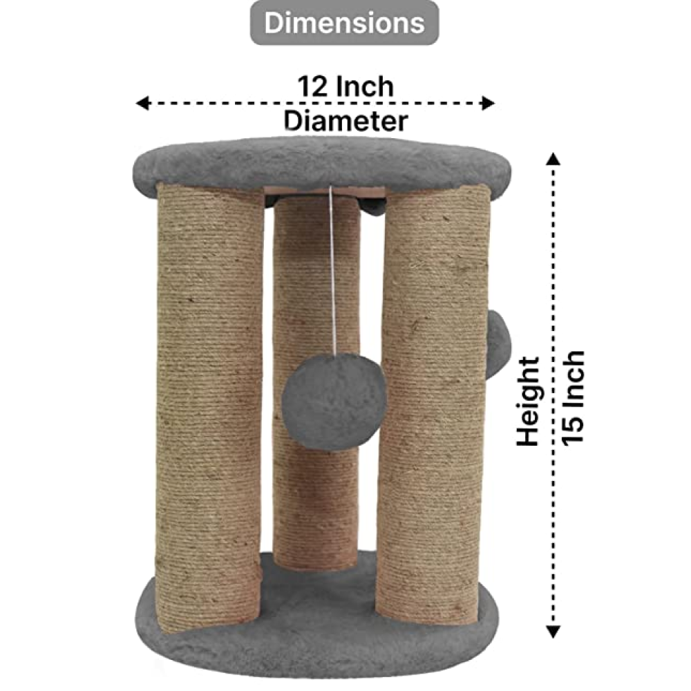 Hiputee Natural Sisal Rope Scratching Posts, Sitting Activity, Hanging Balls Playing Tree for Cats