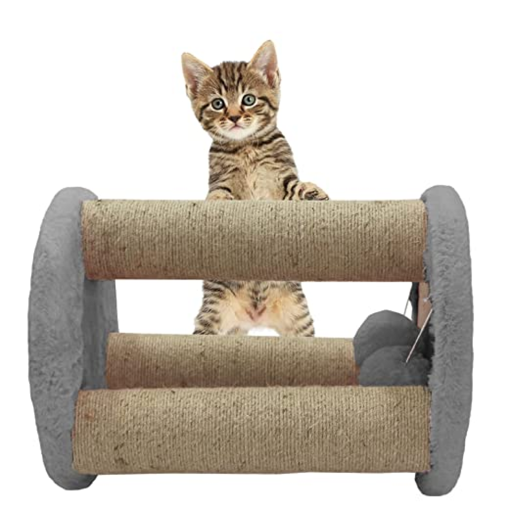Hiputee Natural Sisal Rope Scratching Posts, Sitting Activity, Hanging Balls Playing Tree for Cats