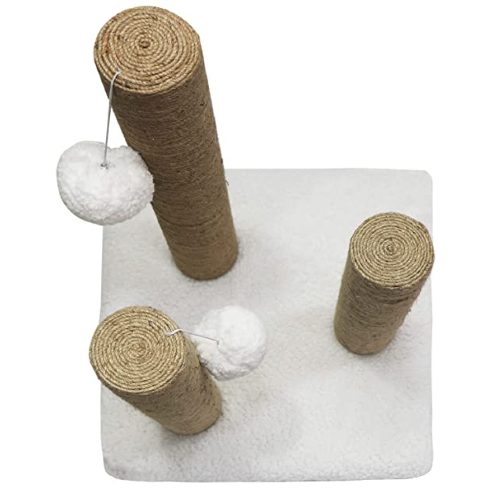 Hiputee Cat Natural Sisal Rope Scratching Posts, 3 Climbing Tower, Hanging Balls Playing Tree for Cats