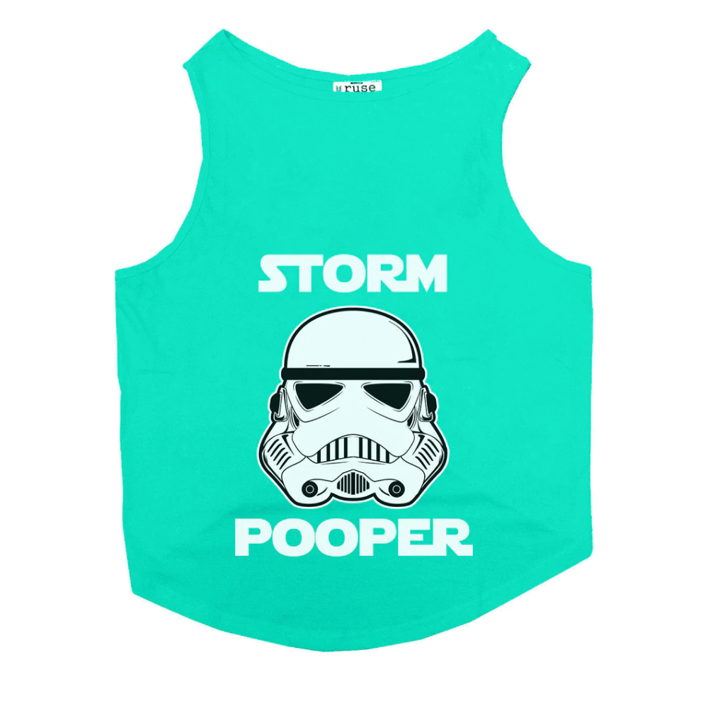 Ruse Storm Pooper Printed Sleeveless T-Shirt for Dogs (Aqua)