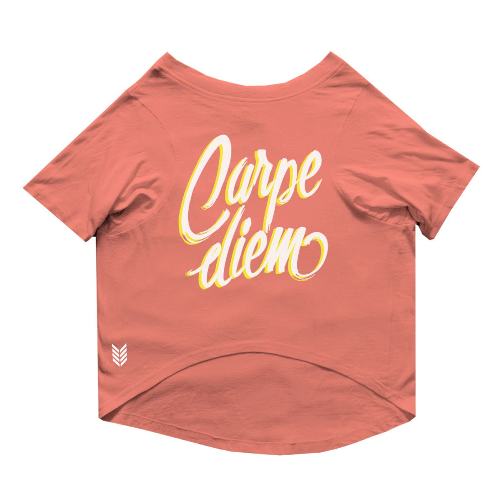 Ruse "Carpe Diem" Printed Half Sleeves T-Shirt for Dogs (Salmon)
