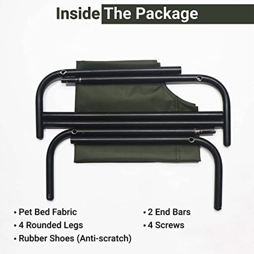 Hiputee Green Canvas Elevated Bed for Pets