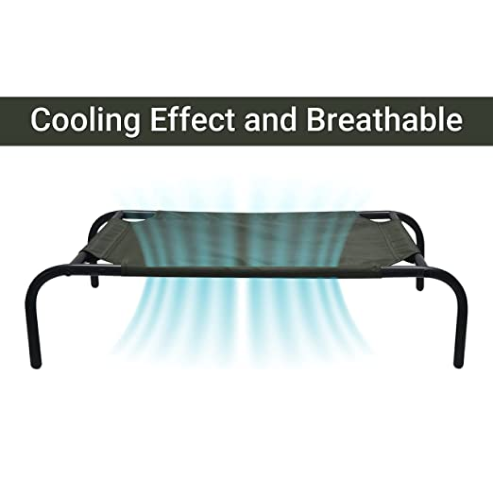 Hiputee Green Canvas Elevated Bed for Pets