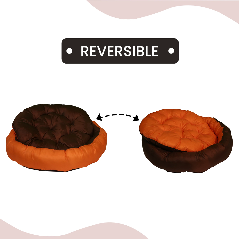 Hiputee Waterproof Reversible Scratch Resistant Washable 2 in 1 Bed Cushion for Pets (Orange/Black)