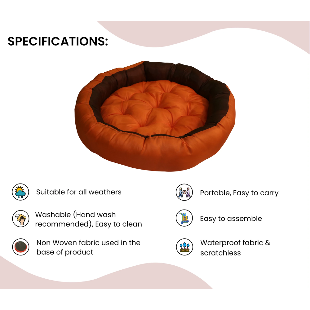 Hiputee Waterproof Reversible Scratch Resistant Washable 2 in 1 Bed Cushion for Pets (Orange/Black)