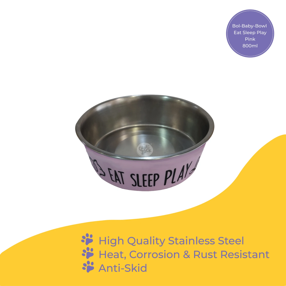 Captain Zack Bol-Baby-Bowl Eat Sleep Play for Dogs (Pink)
