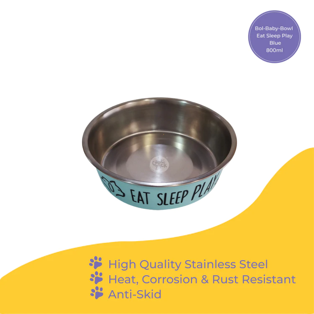 Captain Zack Bol-Baby-Bowl Eat Sleep Play for Dogs (Blue)