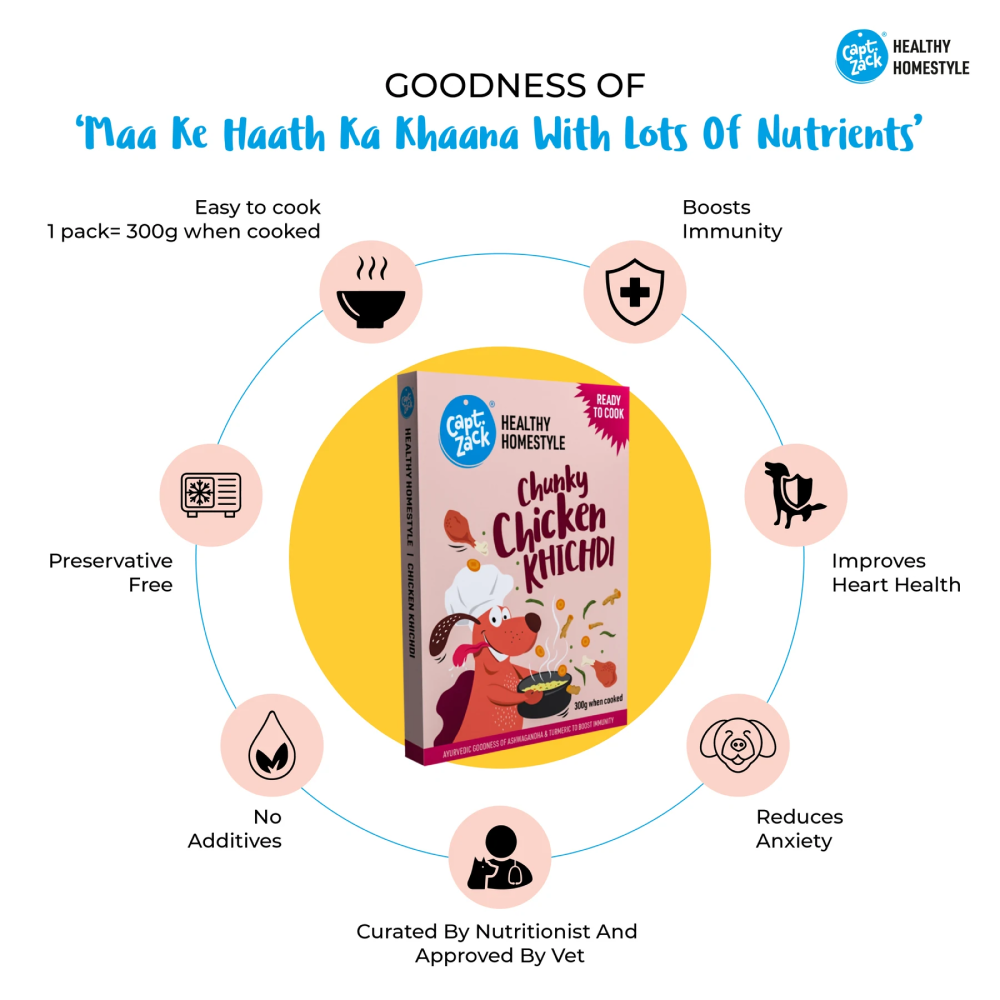 Captain Zack Healthy Homestyle Chunky Chicken Khichdi for Dogs