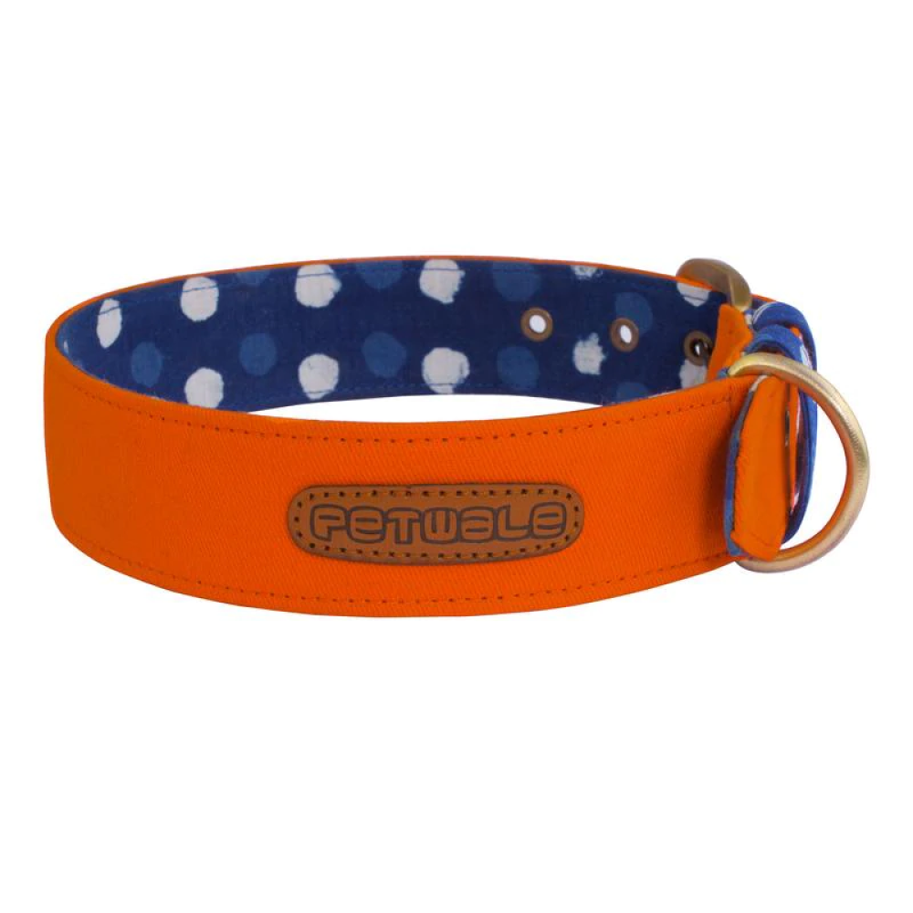 PetWale Fabric Belt Collar for Dogs (Orange)