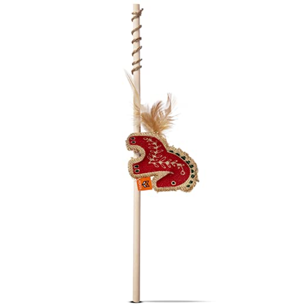 Barkbutler Fofos Scandi wooden stick Toy for Cats - Horse, Crocodile & Rooster (Pack of 3)