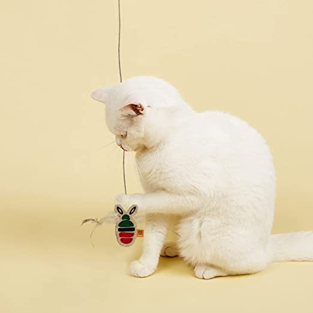 Fofos Scandi Bee with wooden stick Toy for Cats