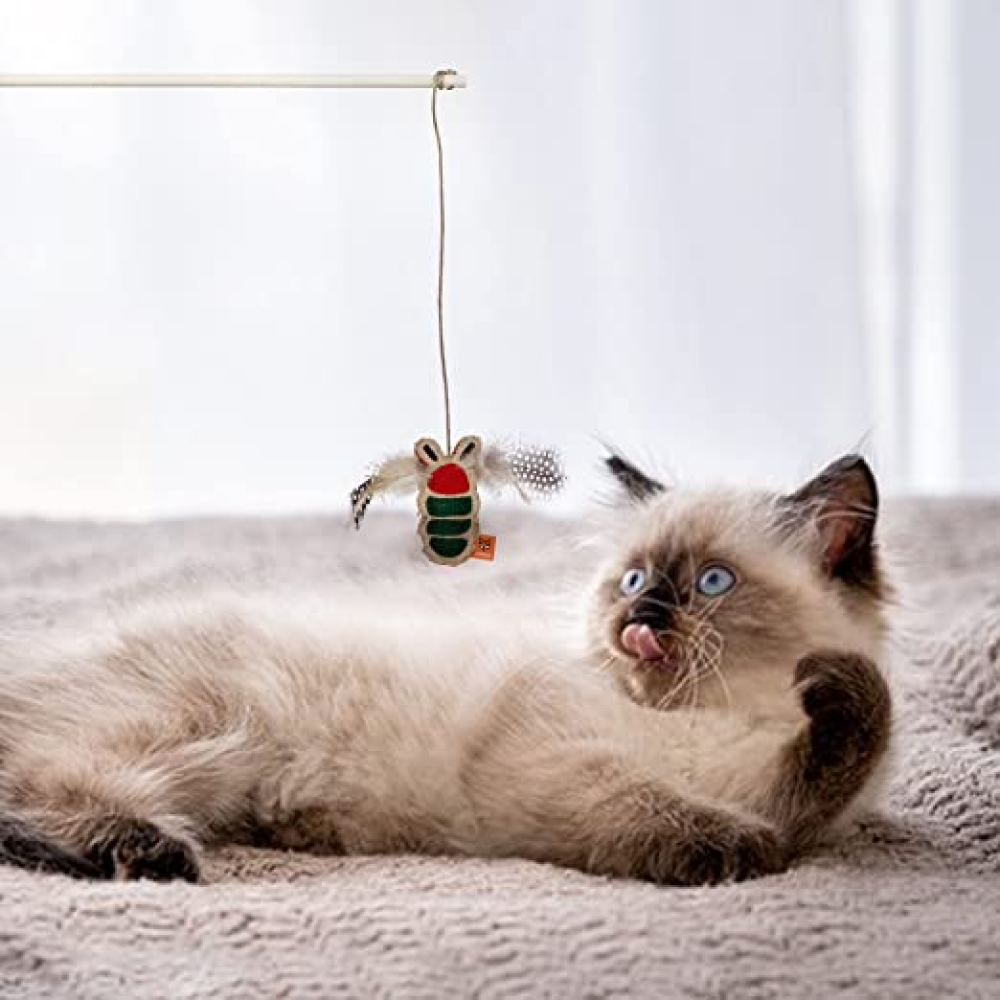 Fofos Scandi Beetle with Wooden Stick Toy for Cats (Buy 1 Get 1 Free)