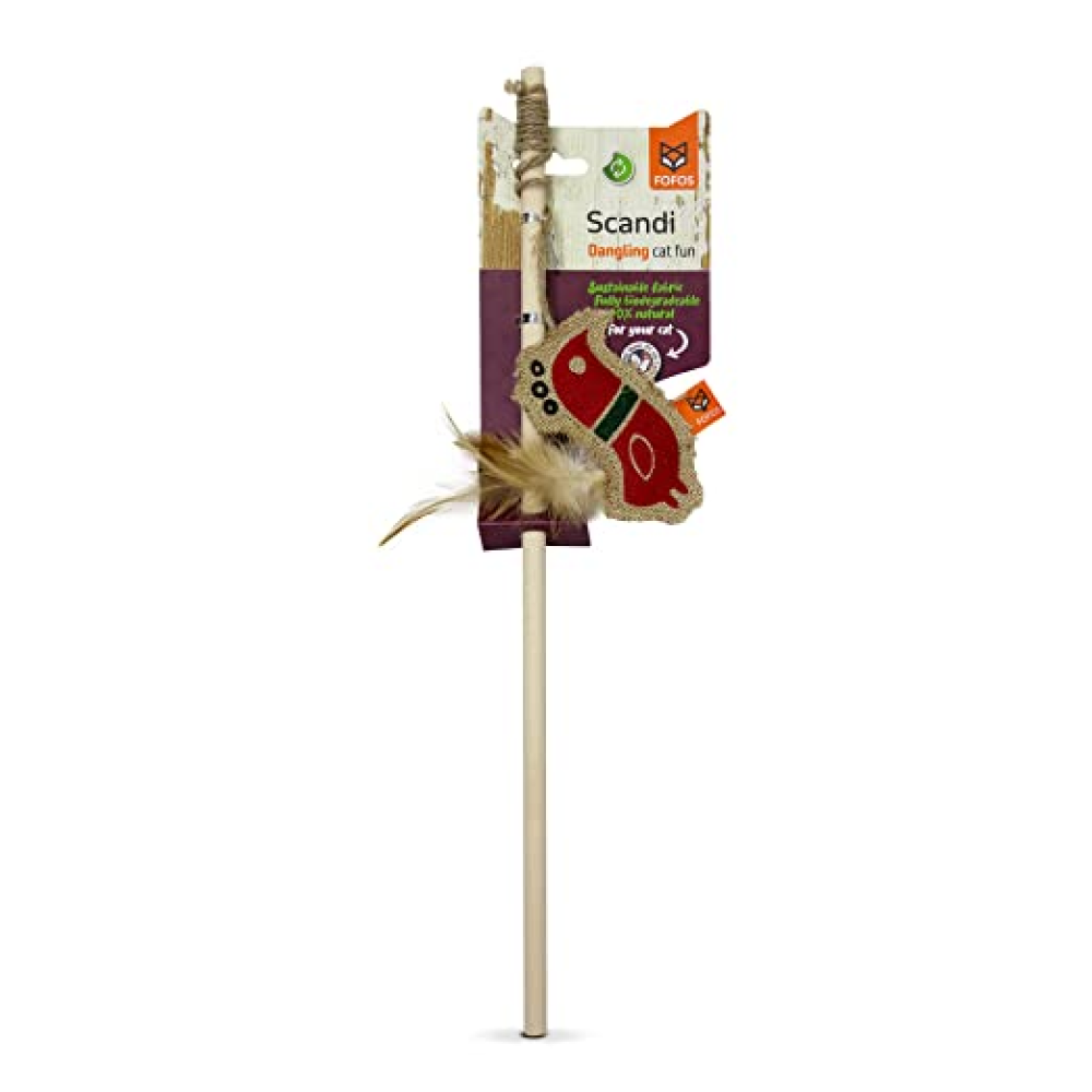 Fofos Scandi Rooster with wooden stick Toy for Cats