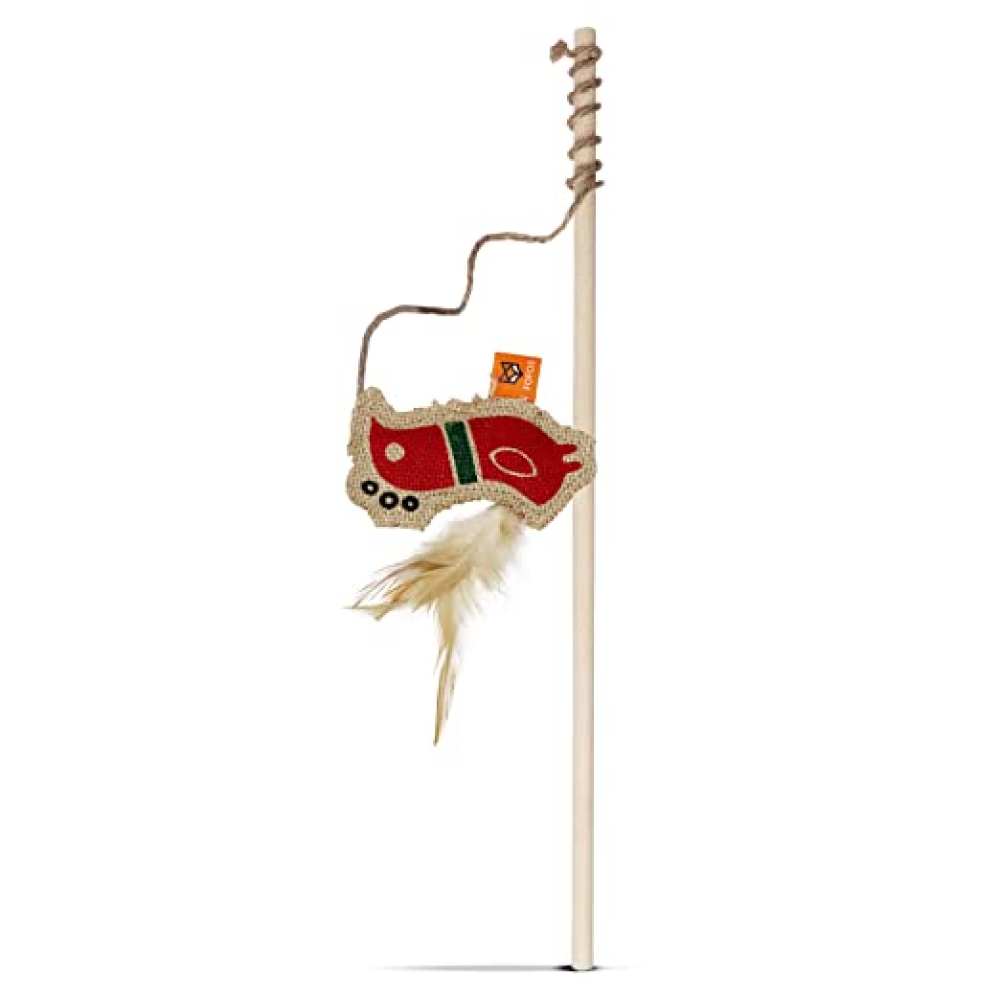 Fofos Scandi Rooster with wooden stick Toy for Cats