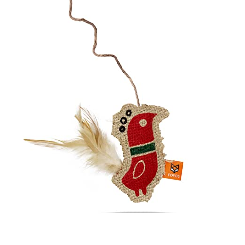 Fofos Scandi Rooster with wooden stick Toy for Cats