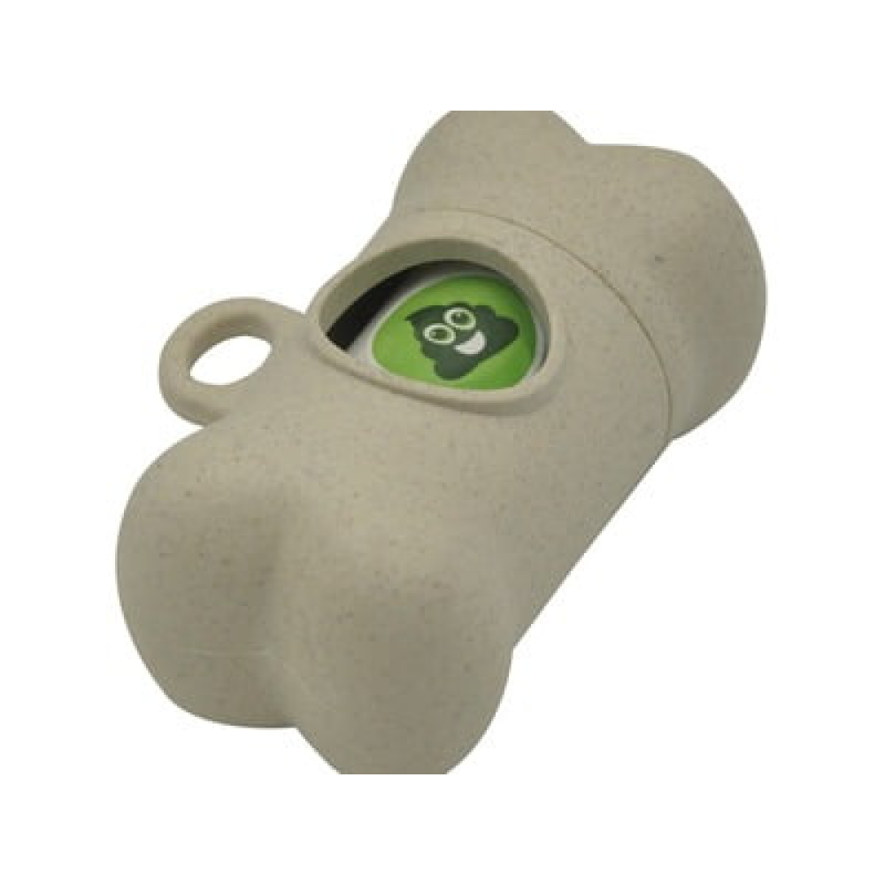 M-Pets Poo Bamboo Waste Bag Dispenser with Natural Vegetable Base Waste Bags (Beige)