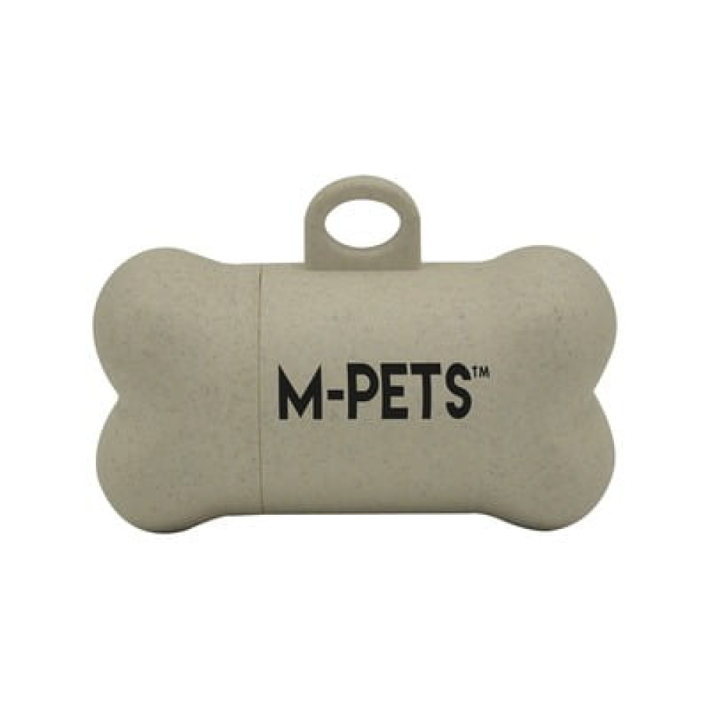 M-Pets Poo Bamboo Waste Bag Dispenser with Natural Vegetable Base Waste Bags (Beige)