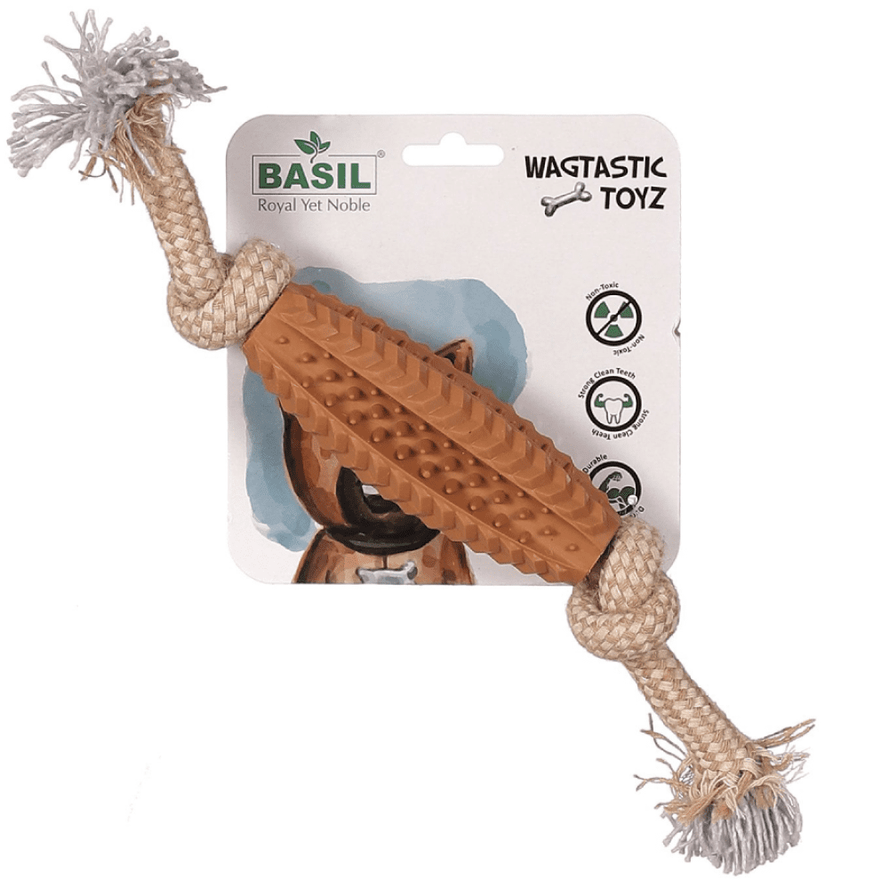 Basil Jute Rope with Spike TPR Chew Toy for Dogs