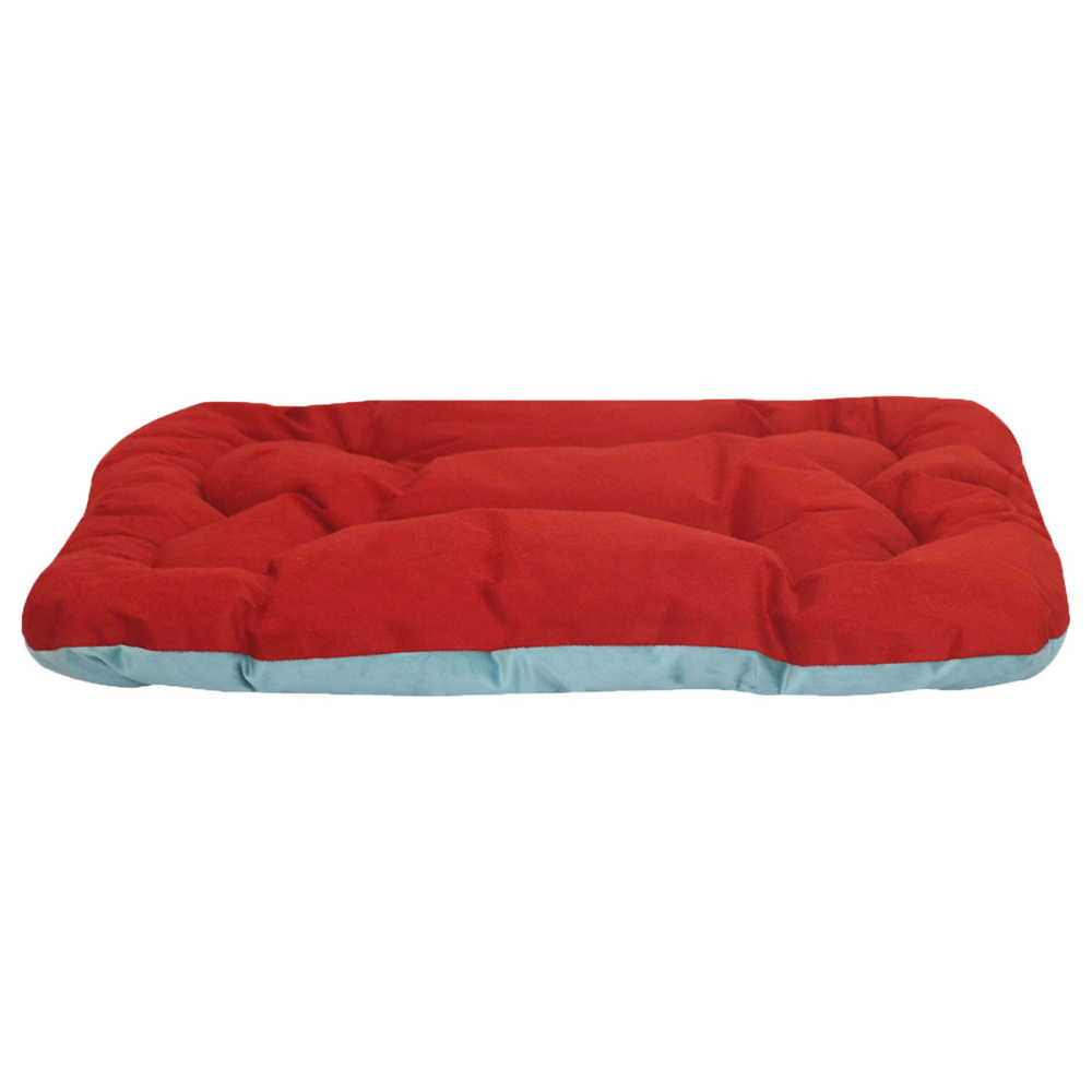 Hiputee Soft Velvet Cushion Cozy Reversible Washable Bed for Pets (Aqua Blue & Red)