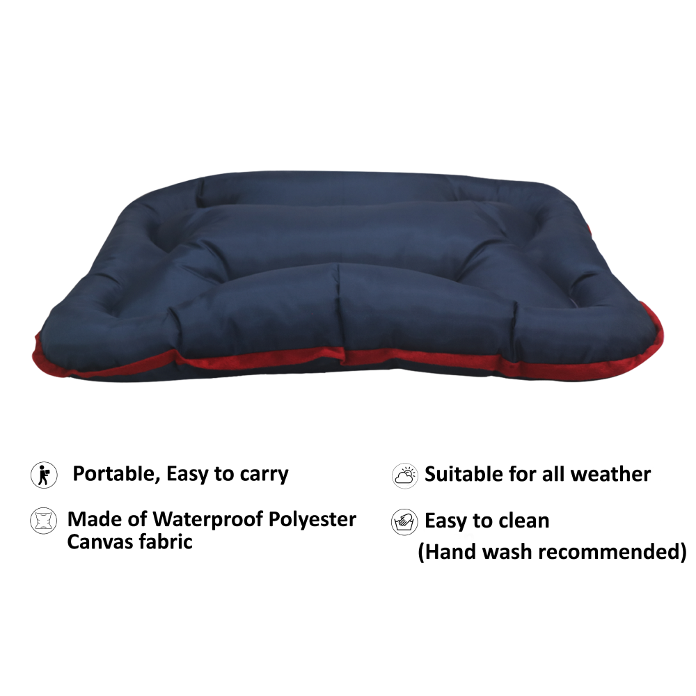 Hiputee Rectangular Shape Waterproof Polyester Fabric Bone Shaped Cushion Bed for Pets (Blue)