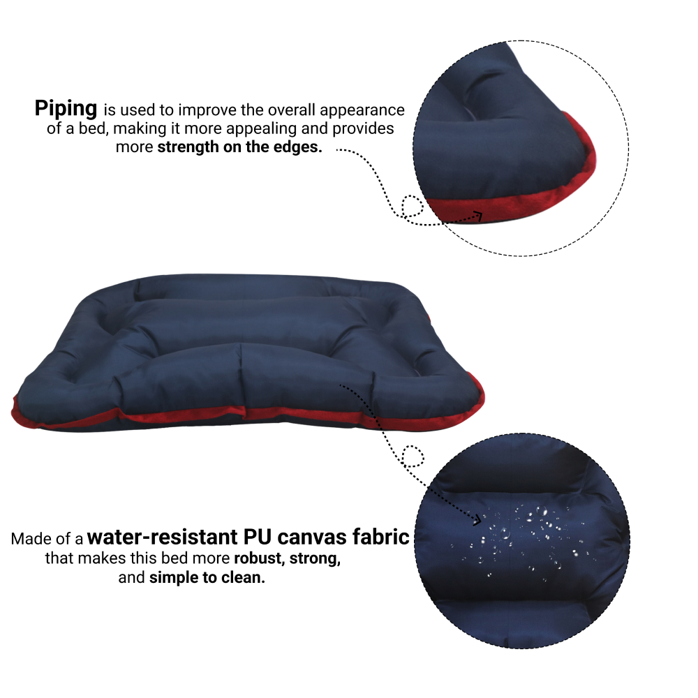 Hiputee Rectangular Shape Waterproof Polyester Fabric Bone Shaped Cushion Bed for Pets (Blue)