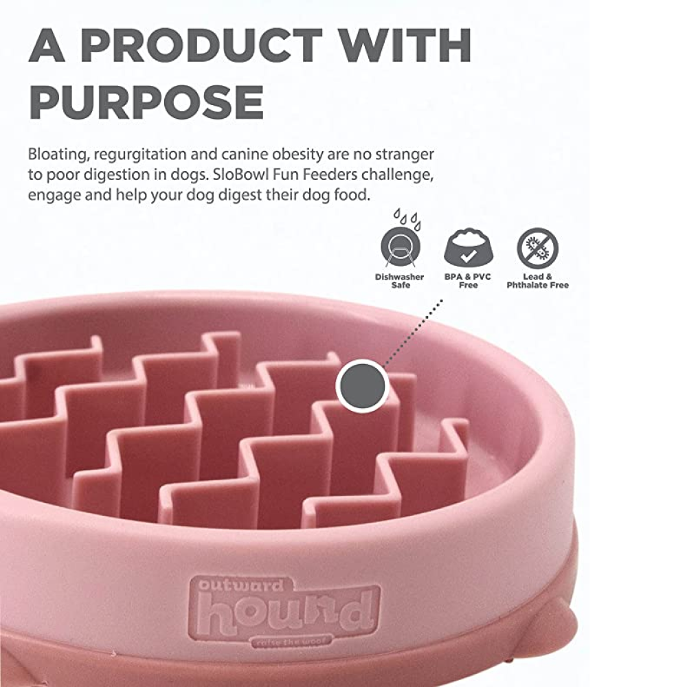 Outward Hound Fun Feeder Slow Feeder Bowl for Dogs (Pink)