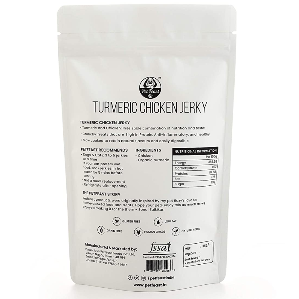 Pet Feast Turmeric Chicken Jerky For Pets