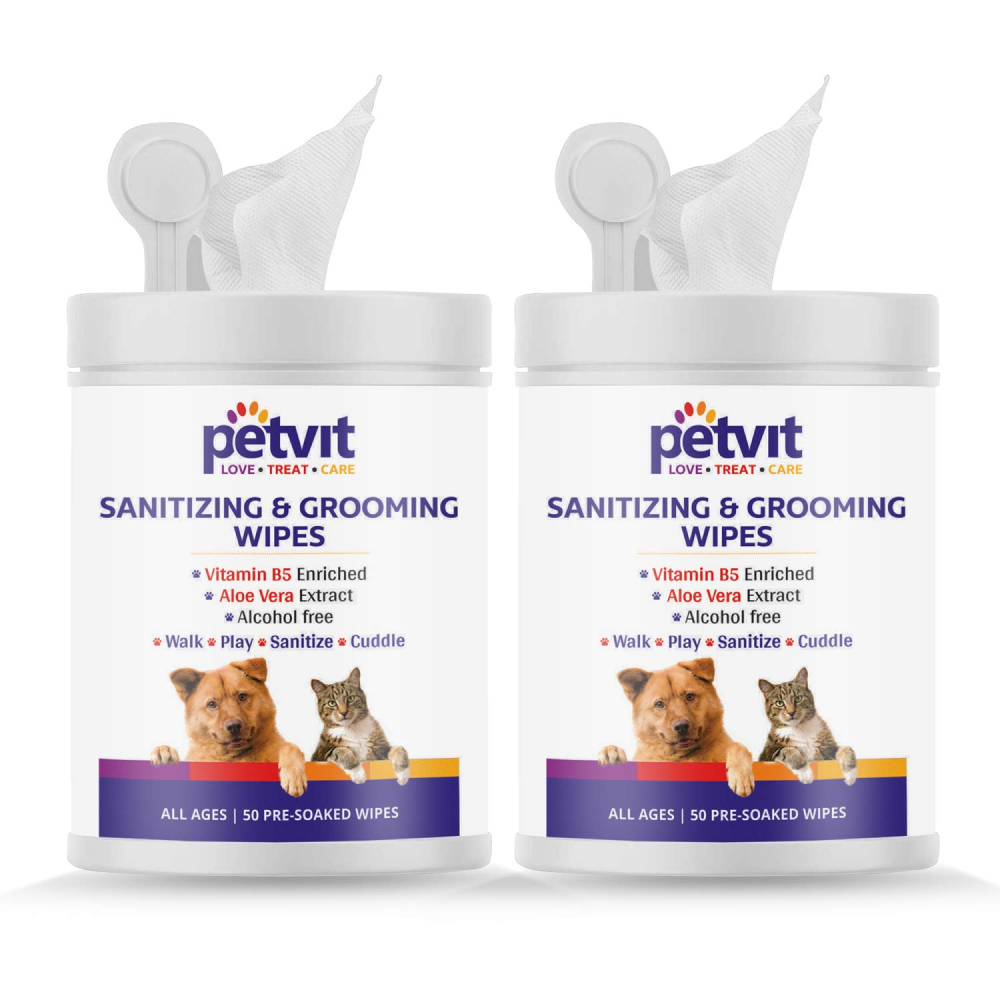 Petvit Sanitizing & Grooming Wipes for Pets (Pack of 2)