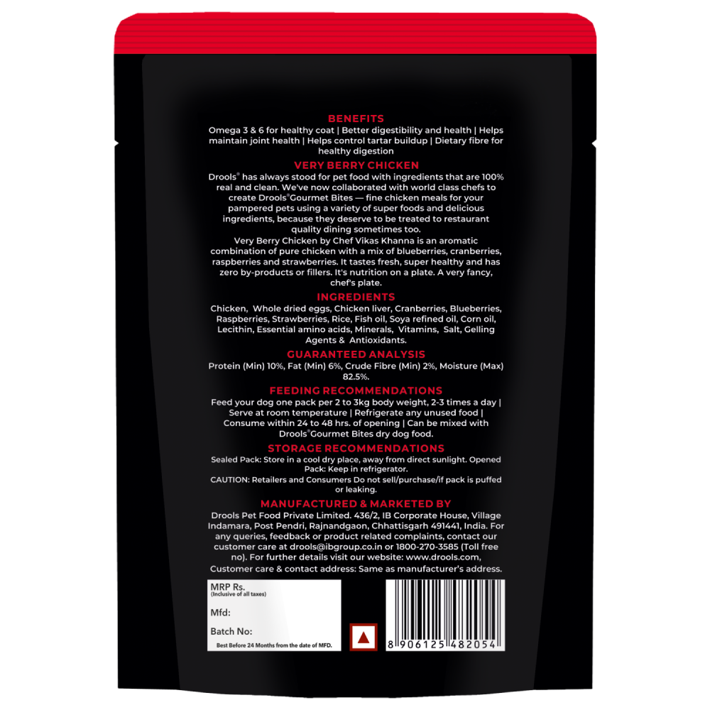 Drools Gourmet Bites Vikas Khanna Recipe Very Berry Chicken Puppy Wet Food