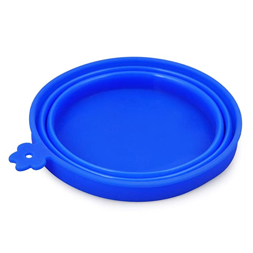 Goofy Tails Collapsible Silicone Travel Pet Bowl for Pets (Blue)