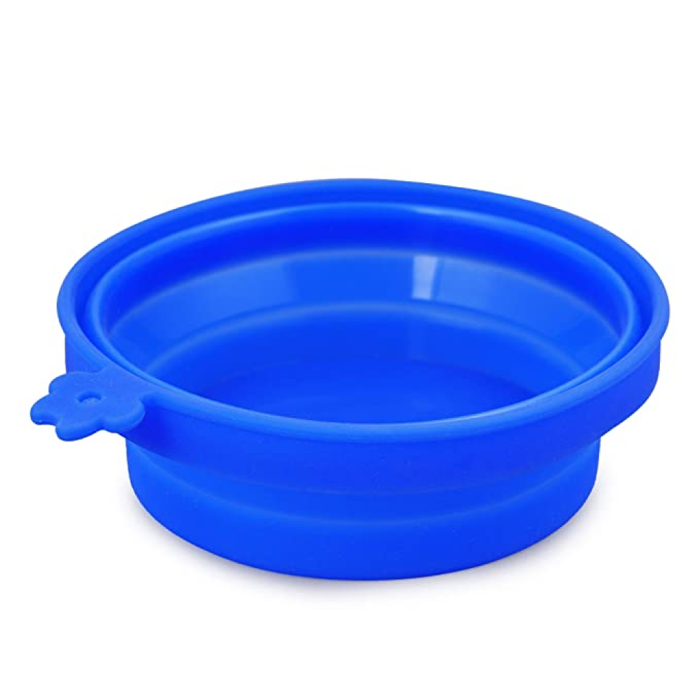 Goofy Tails Collapsible Silicone Travel Pet Bowl for Pets (Blue)