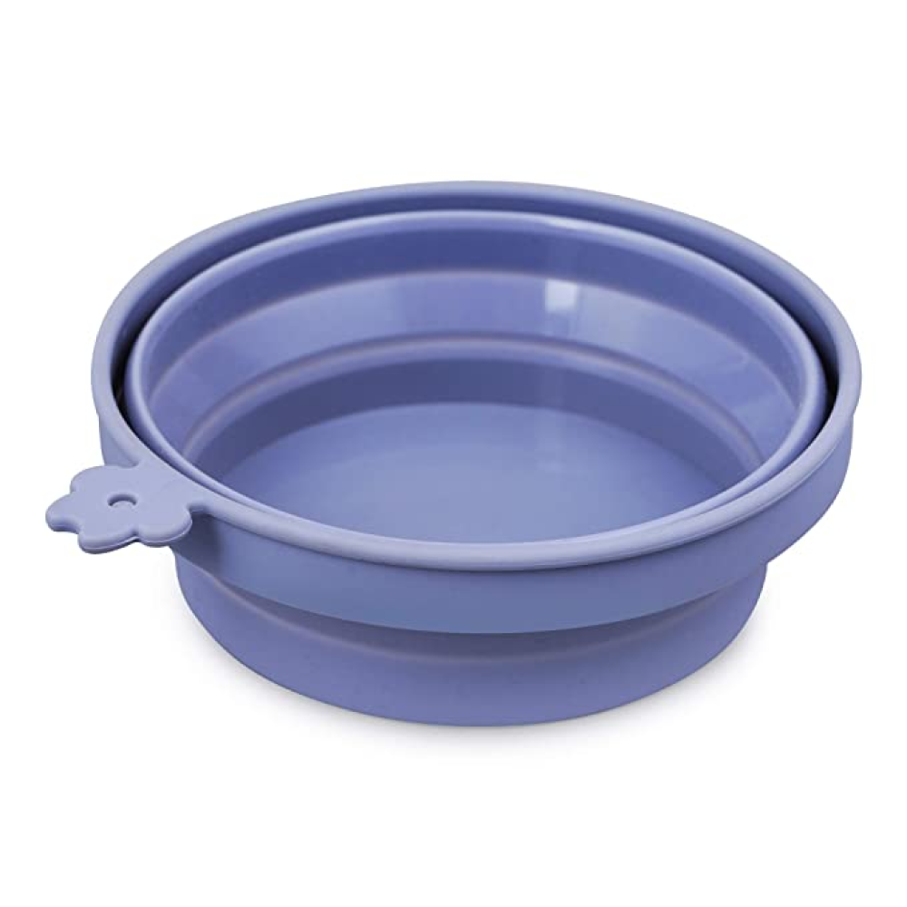 Goofy Tails Collapsible Silicone Travel Pet Bowl for Pets (Grey)