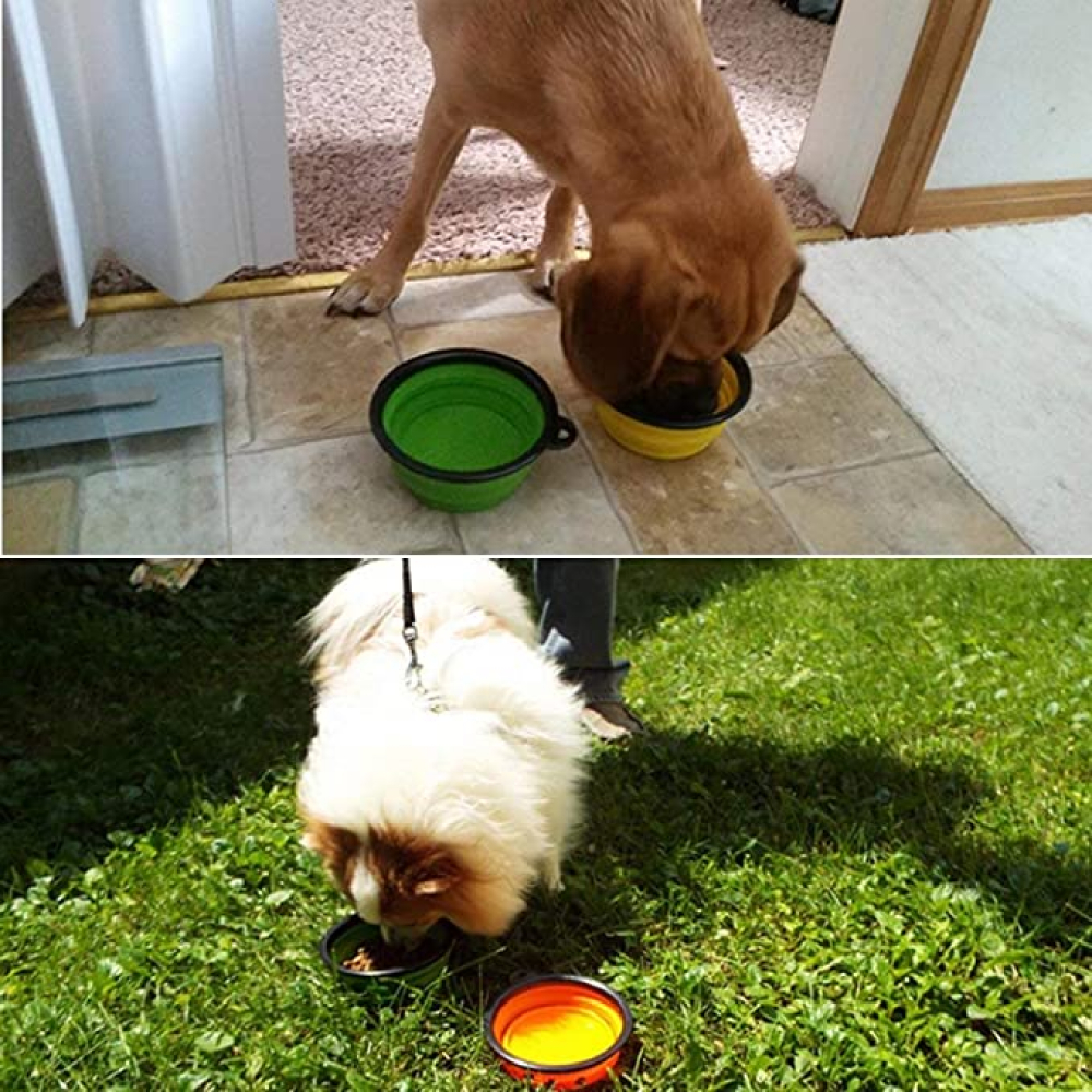 Goofy Tails Collapsible Silicone Travel Pet Bowl for Pets (Grey)