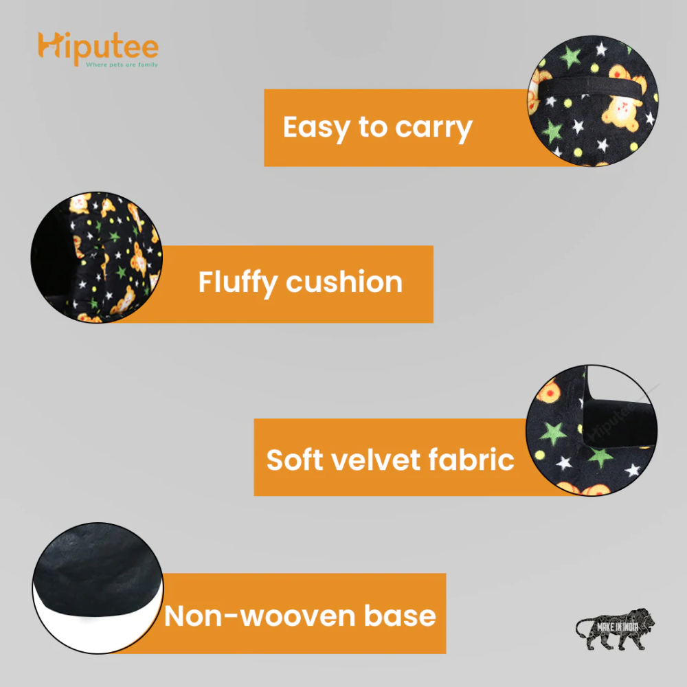 Hiputee Velvet Fabric Cave Shape Cartoon Print Toy Hut for Pets