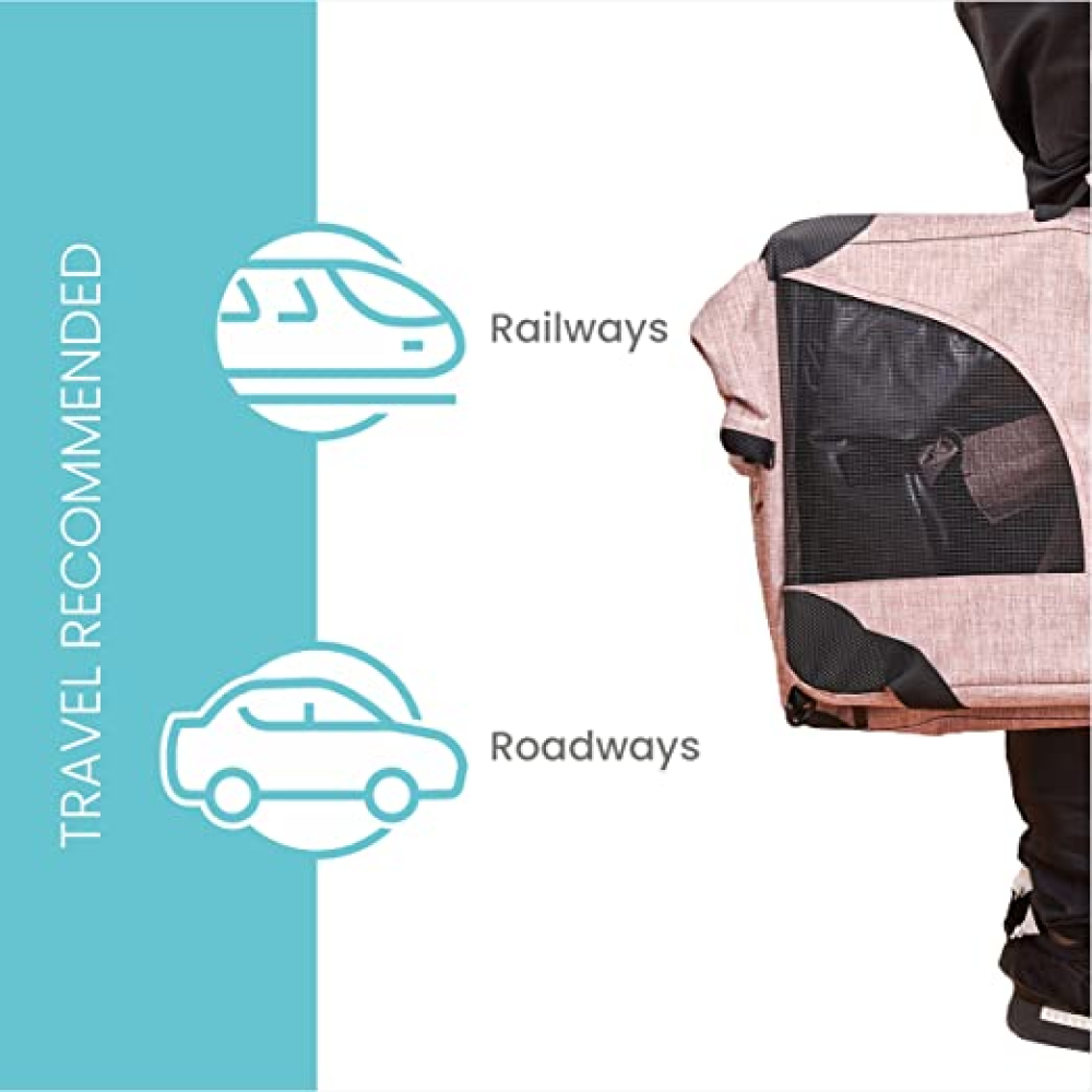 Fofos Comfort Premium Outdoor Carrier for Pets (Light Pink)